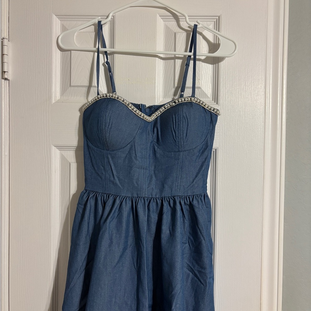 Francesca's Collections Light Blue Denim Dress